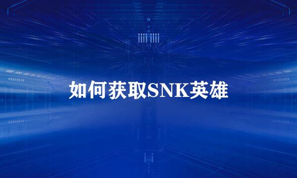 如何获取SNK英雄