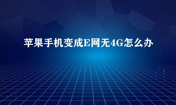 苹果手机变成E网无4G怎么办
