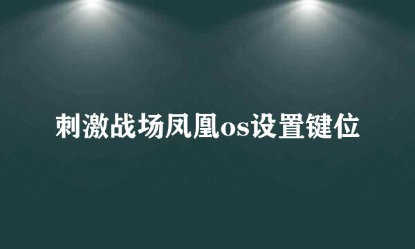 刺激战场凤凰os设置键位