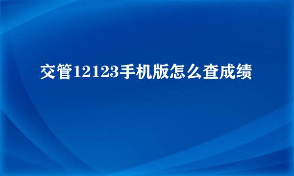 交管12123手机版怎么查成绩