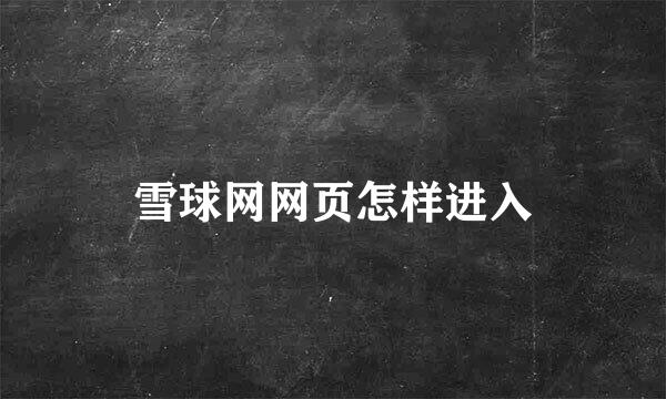 雪球网网页怎样进入