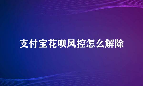 支付宝花呗风控怎么解除