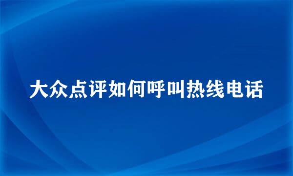 大众点评如何呼叫热线电话
