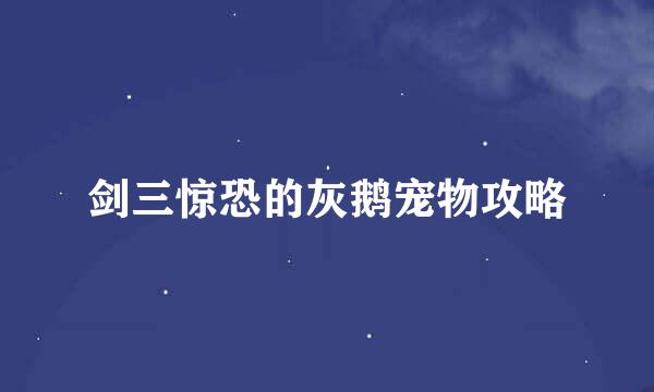 剑三惊恐的灰鹅宠物攻略