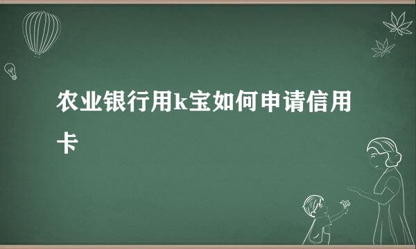 农业银行用k宝如何申请信用卡
