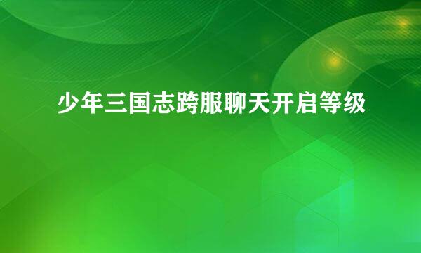 少年三国志跨服聊天开启等级