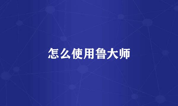怎么使用鲁大师