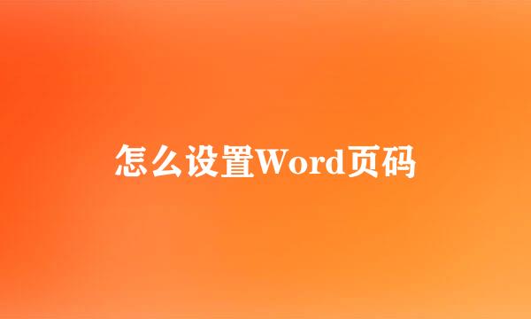 怎么设置Word页码