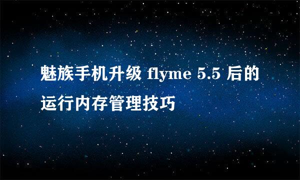 魅族手机升级 flyme 5.5 后的运行内存管理技巧
