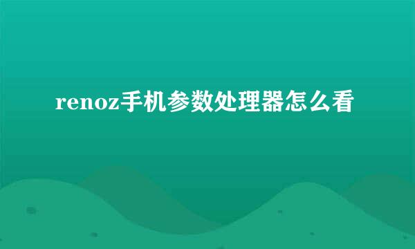 renoz手机参数处理器怎么看