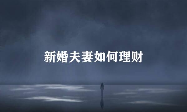 新婚夫妻如何理财