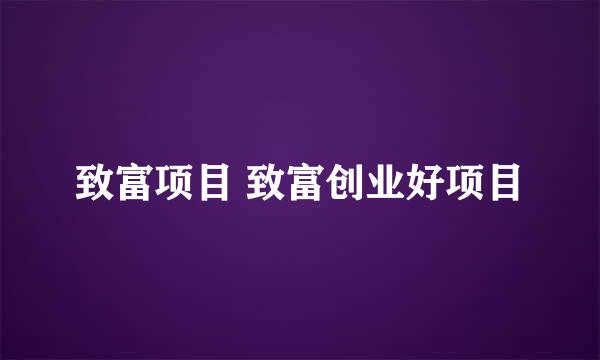 致富项目 致富创业好项目