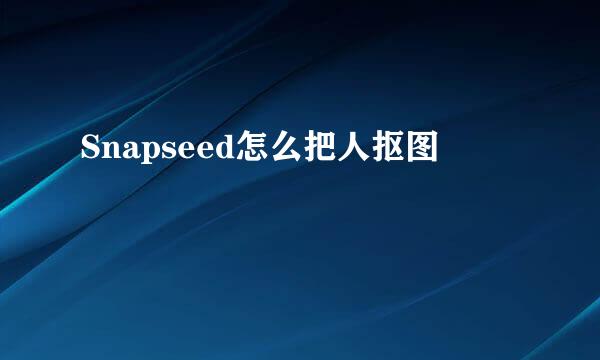 Snapseed怎么把人抠图
