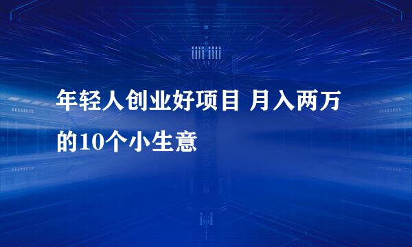 年轻人创业好项目 月入两万的10个小生意