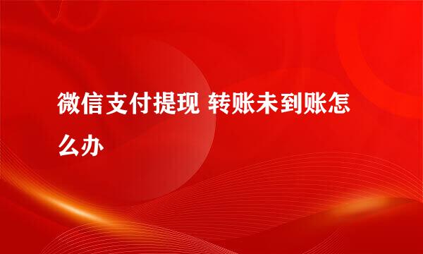 微信支付提现 转账未到账怎么办