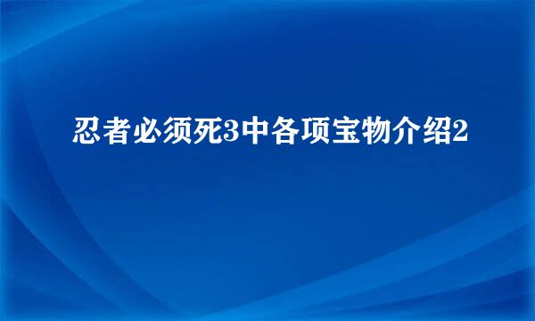忍者必须死3中各项宝物介绍2