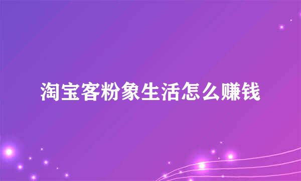 淘宝客粉象生活怎么赚钱