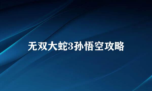 无双大蛇3孙悟空攻略