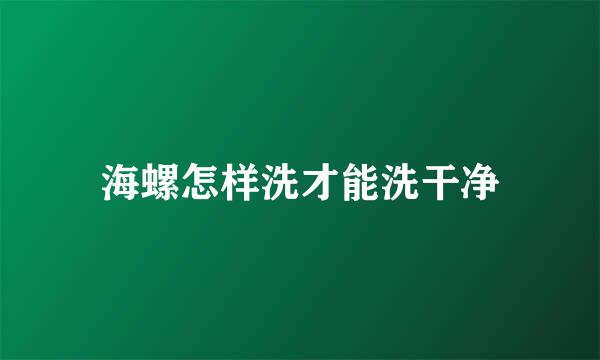 海螺怎样洗才能洗干净