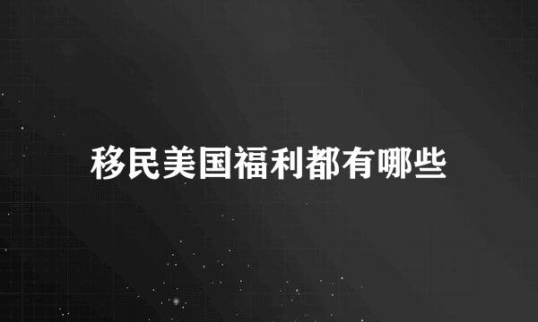 移民美国福利都有哪些
