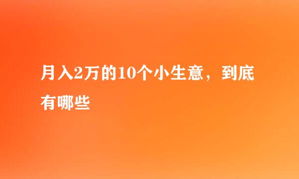 月入2万的10个小生意，到底有哪些