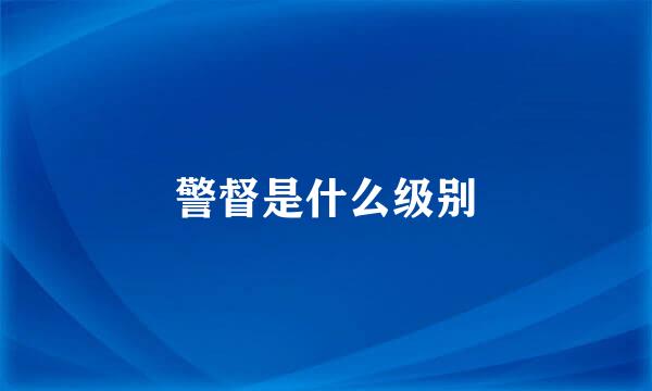 警督是什么级别