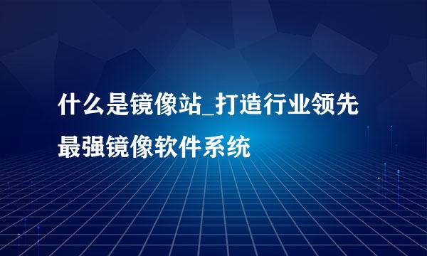什么是镜像站_打造行业领先最强镜像软件系统