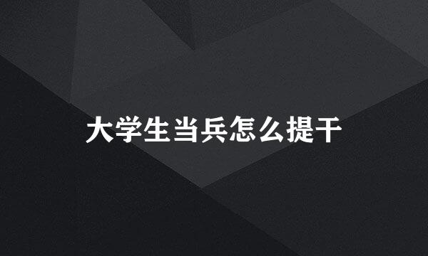 大学生当兵怎么提干