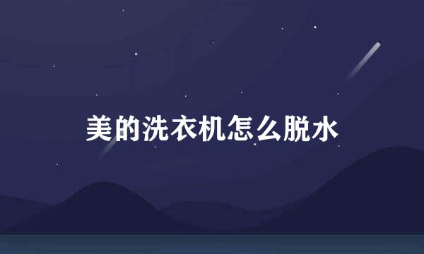 美的洗衣机怎么脱水