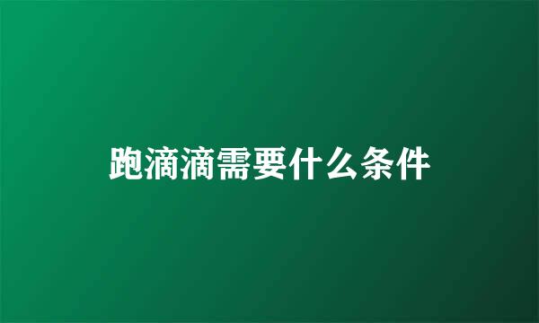 跑滴滴需要什么条件
