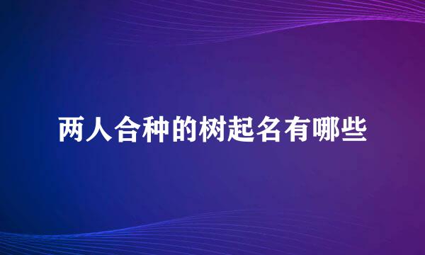两人合种的树起名有哪些