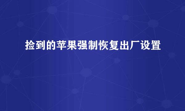 捡到的苹果强制恢复出厂设置