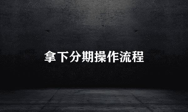 拿下分期操作流程