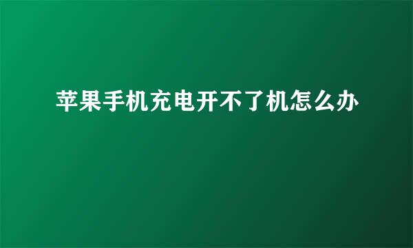 苹果手机充电开不了机怎么办