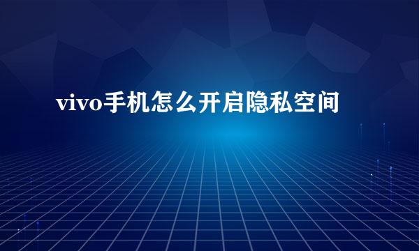 vivo手机怎么开启隐私空间