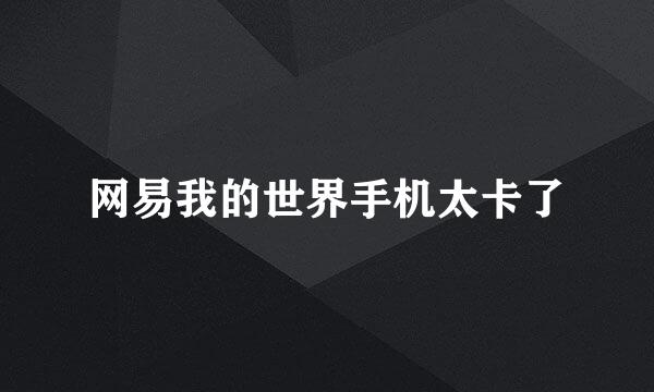 网易我的世界手机太卡了