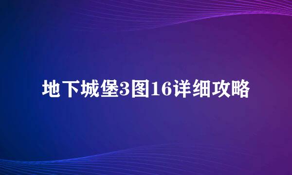 地下城堡3图16详细攻略