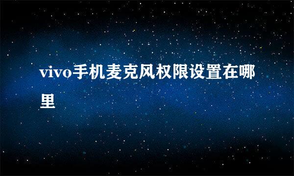 vivo手机麦克风权限设置在哪里