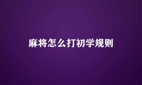 麻将怎么打初学规则