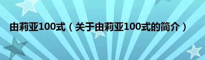 由莉亚100式（关于由莉亚100式的简介）