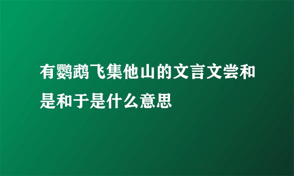 有鹦鹉飞集他山的文言文尝和是和于是什么意思