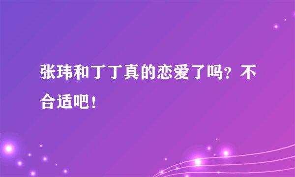 张玮和丁丁真的恋爱了吗?不合适吧!