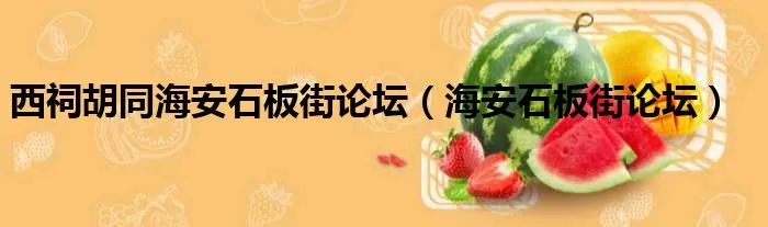 西祠胡同海安石板街论坛（海安石板街论坛）