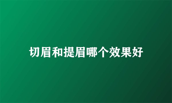 切眉和提眉哪个效果好