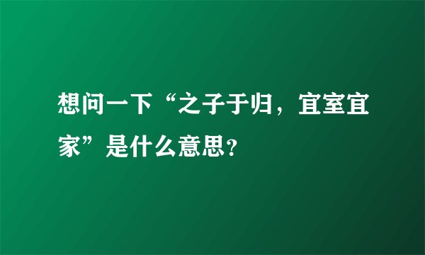 想问一下“之子于归,宜室宜家”是什么意思?