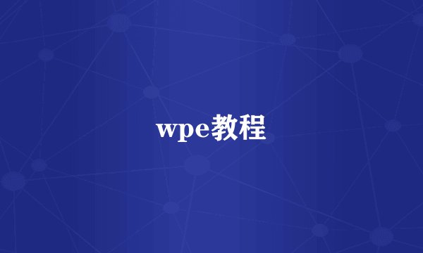 wpe教程