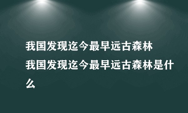 我国发现迄今最早远古森林 我国发现迄今最早远古森林是什么