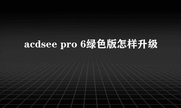 acdsee pro 6绿色版怎样升级