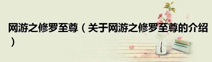 网游之修罗至尊（关于网游之修罗至尊的介绍）