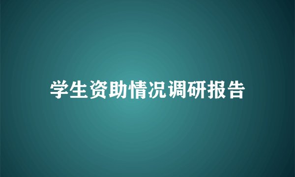 学生资助情况调研报告